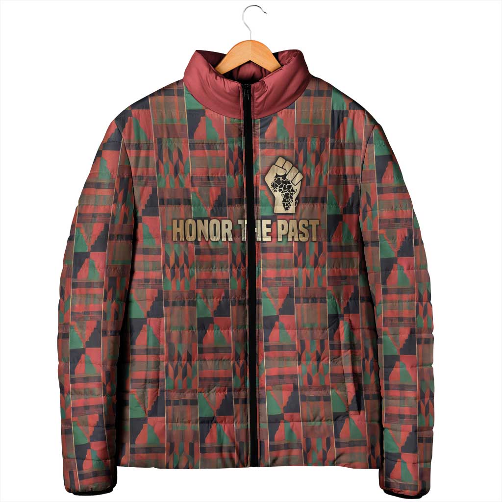 Black Heritage Tree Padded Jacket African Root Black History Kente Pattern
