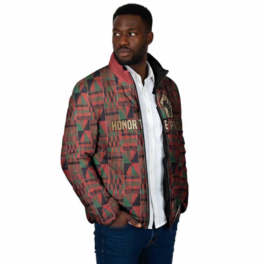 Black Heritage Tree Padded Jacket African Root Black History Kente Pattern