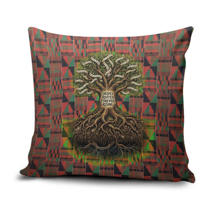 Black Heritage Tree Pillow Cover African Root Black History Kente Pattern