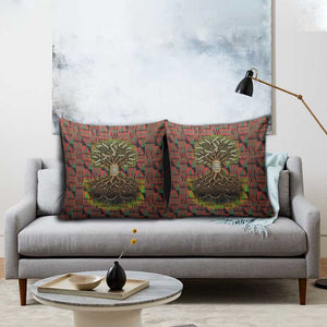 Black Heritage Tree Pillow Cover African Root Black History Kente Pattern