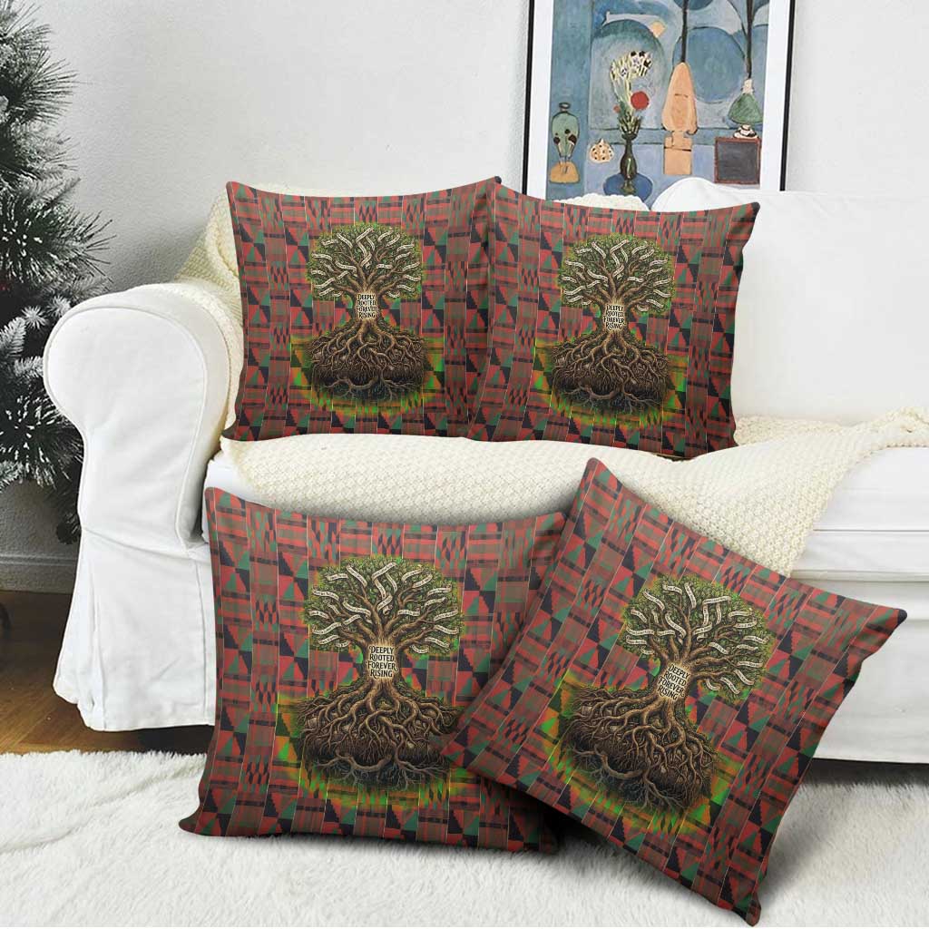 Black Heritage Tree Pillow Cover African Root Black History Kente Pattern