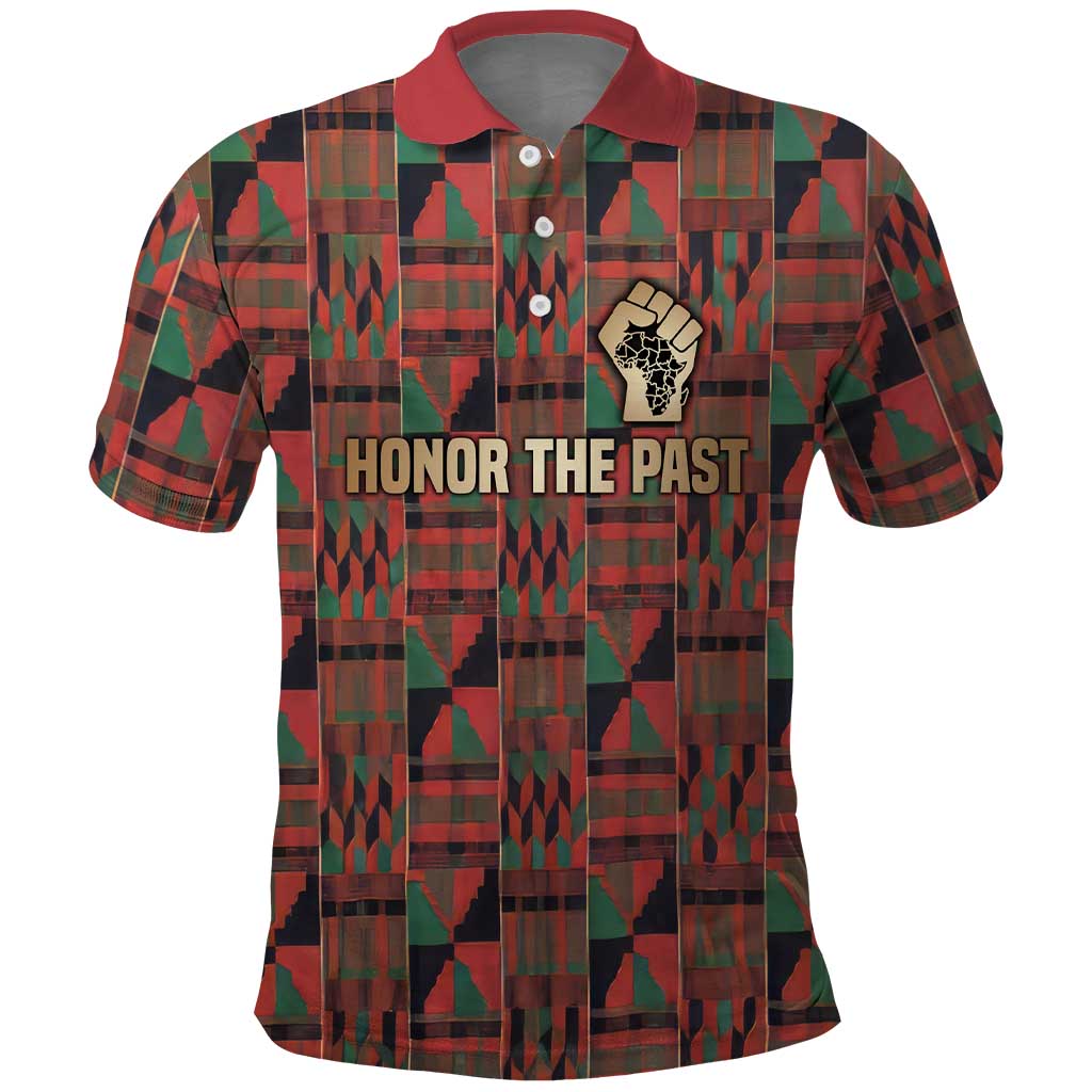 Black Heritage Tree Polo Shirt African Root Black History Kente Pattern