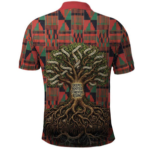 Black Heritage Tree Polo Shirt African Root Black History Kente Pattern