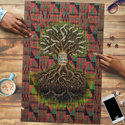 Black Heritage Tree Puzzle African Root Black History Kente Pattern