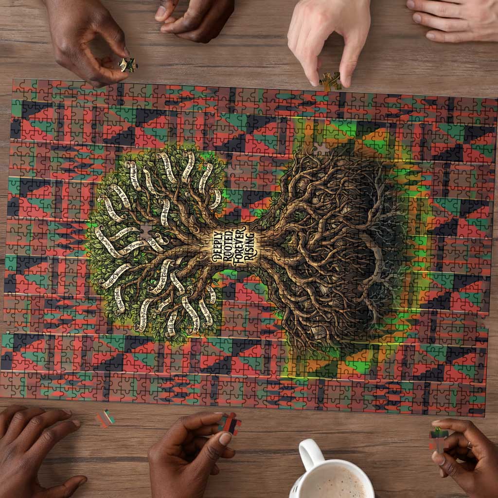 Black Heritage Tree Puzzle African Root Black History Kente Pattern