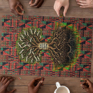 Black Heritage Tree Puzzle African Root Black History Kente Pattern