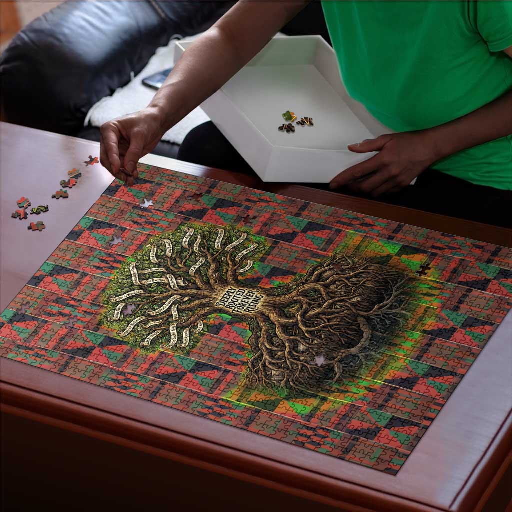 Black Heritage Tree Puzzle African Root Black History Kente Pattern