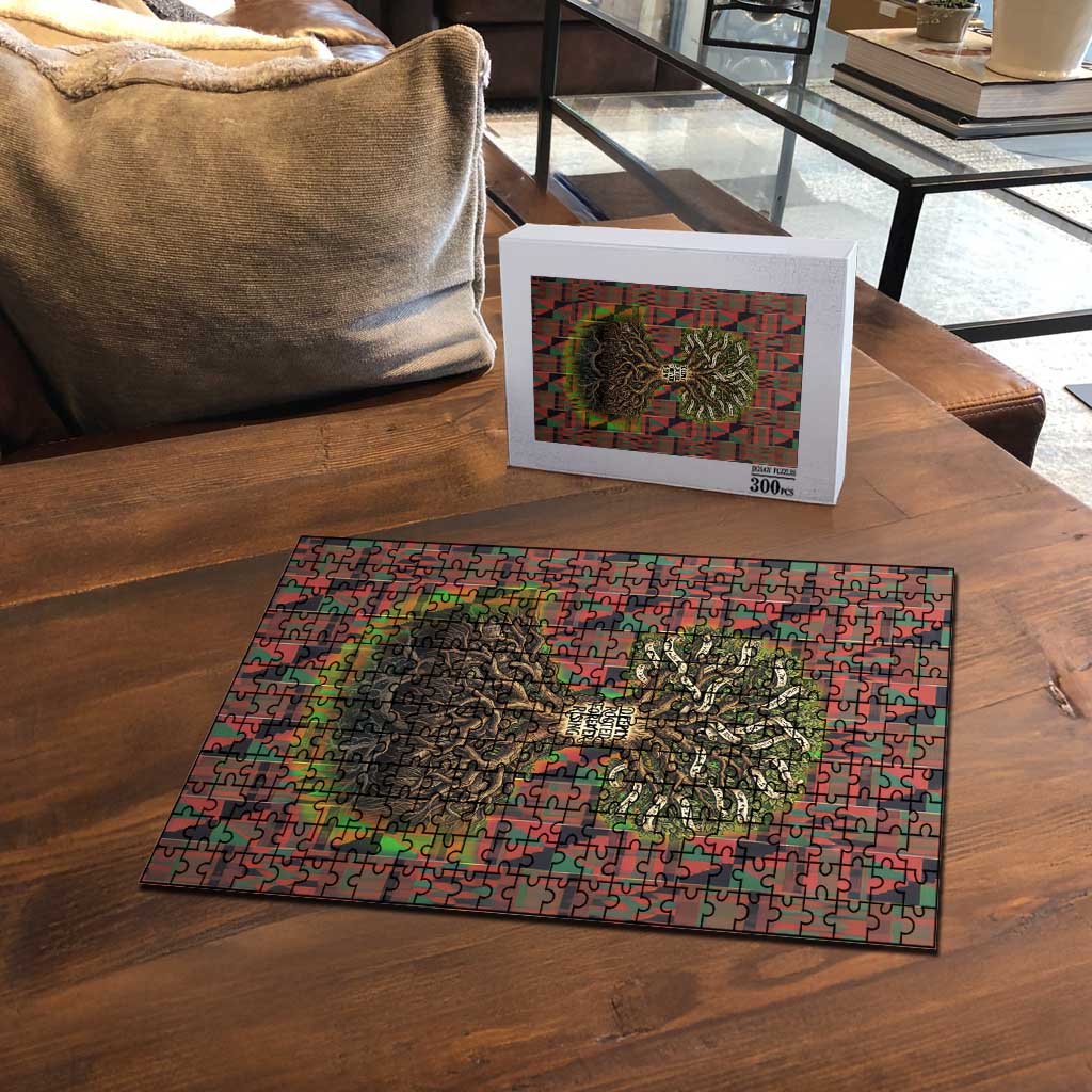 Black Heritage Tree Puzzle African Root Black History Kente Pattern