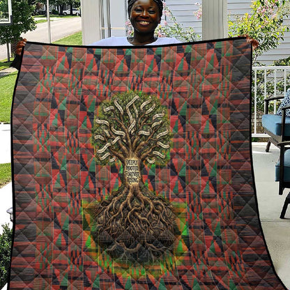 Black Heritage Tree Quilt African Root Black History Kente Pattern