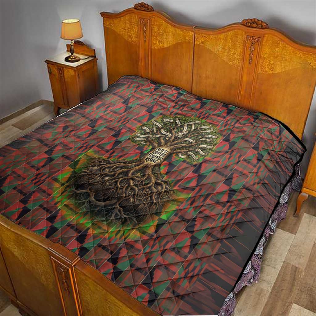 Black Heritage Tree Quilt African Root Black History Kente Pattern