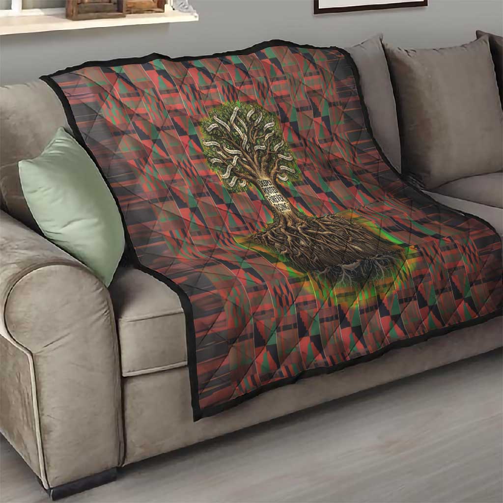 Black Heritage Tree Quilt African Root Black History Kente Pattern