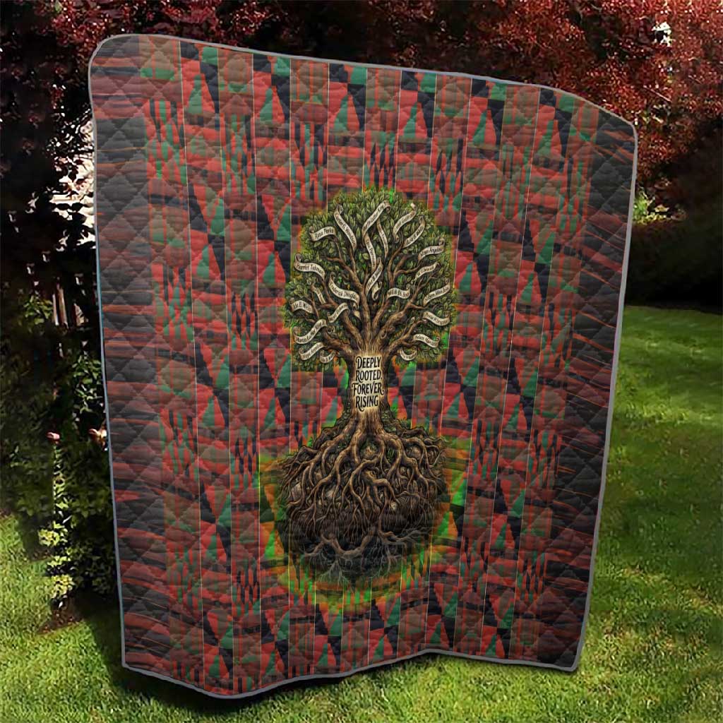 Black Heritage Tree Quilt African Root Black History Kente Pattern