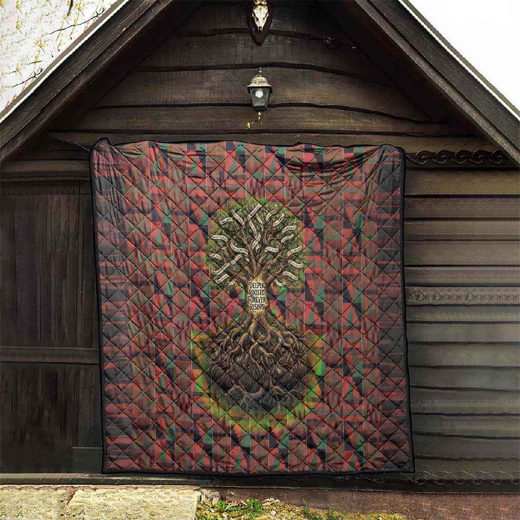 Black Heritage Tree Quilt African Root Black History Kente Pattern