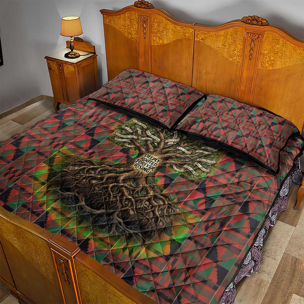 Black Heritage Tree Quilt Bed Set African Root Black History Kente Pattern