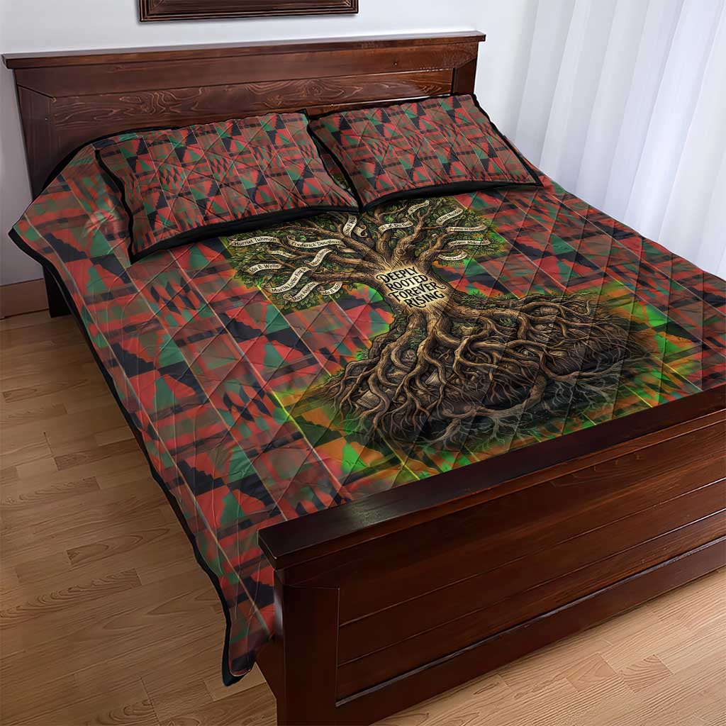 Black Heritage Tree Quilt Bed Set African Root Black History Kente Pattern