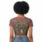 Black Heritage Tree Raglan Cropped T shirt African Root Black History Kente Pattern