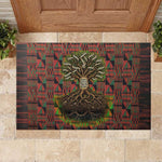Black Heritage Tree Rubber Doormat African Root Black History Kente Pattern