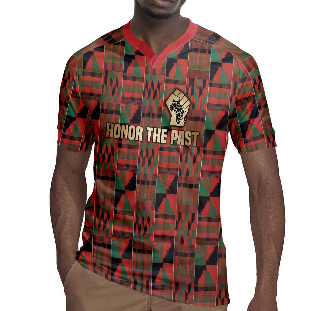 Black Heritage Tree Rugby Jersey African Root Black History Kente Pattern