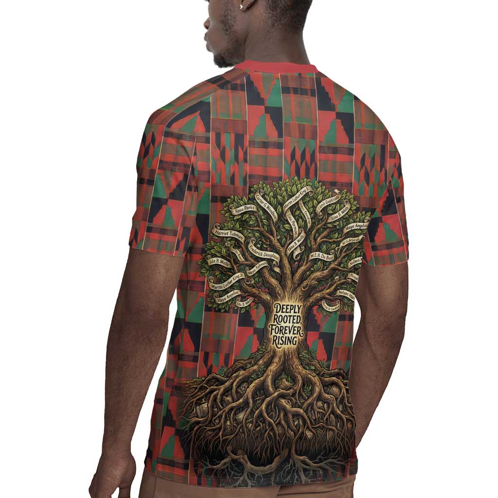 Black Heritage Tree Rugby Jersey African Root Black History Kente Pattern