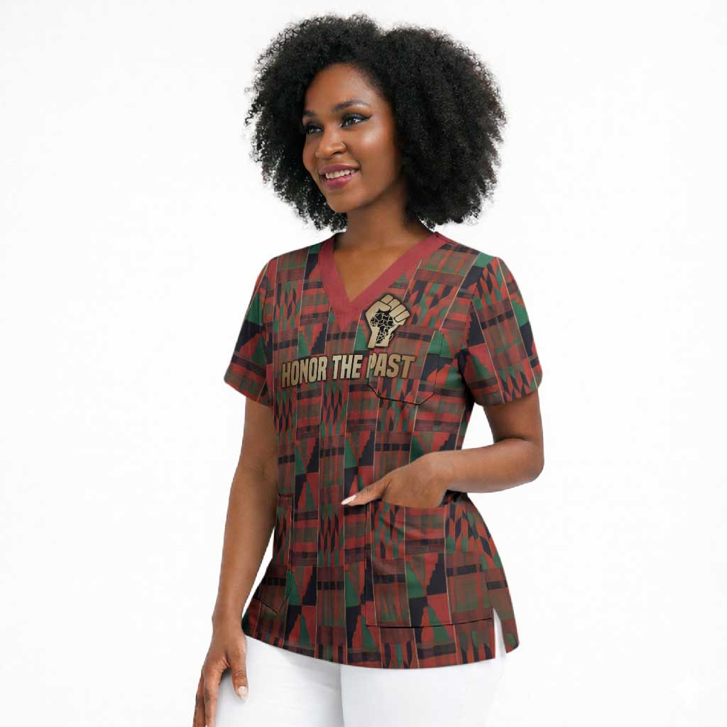 Black Heritage Tree Scrub Top African Root Black History Kente Pattern