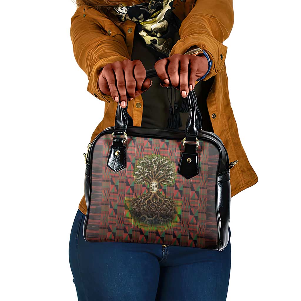 Black Heritage Tree Shoulder Handbag African Root Black History Kente Pattern