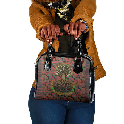 Black Heritage Tree Shoulder Handbag African Root Black History Kente Pattern