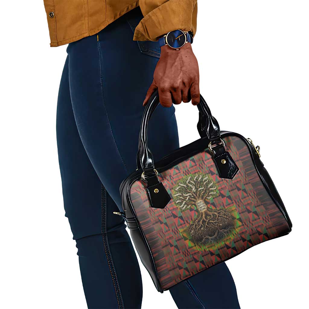 Black Heritage Tree Shoulder Handbag African Root Black History Kente Pattern