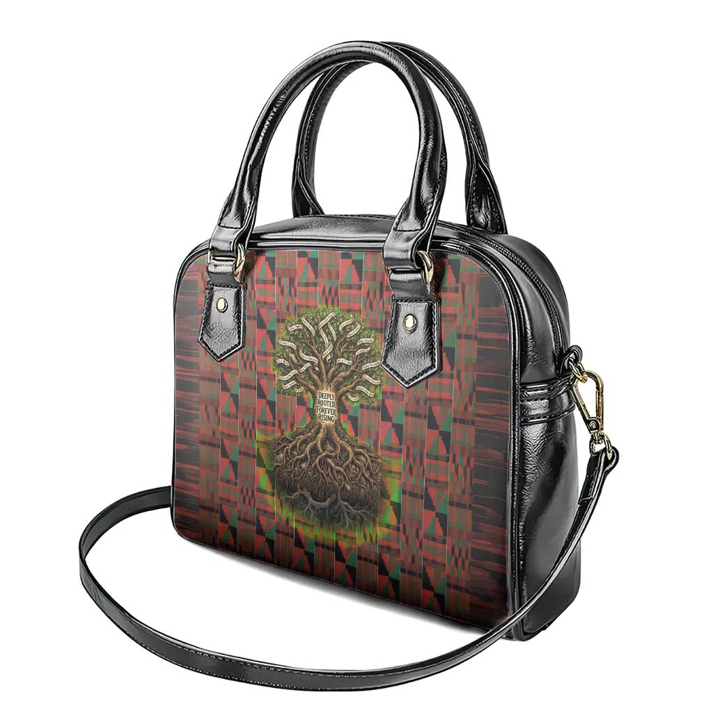 Black Heritage Tree Shoulder Handbag African Root Black History Kente Pattern