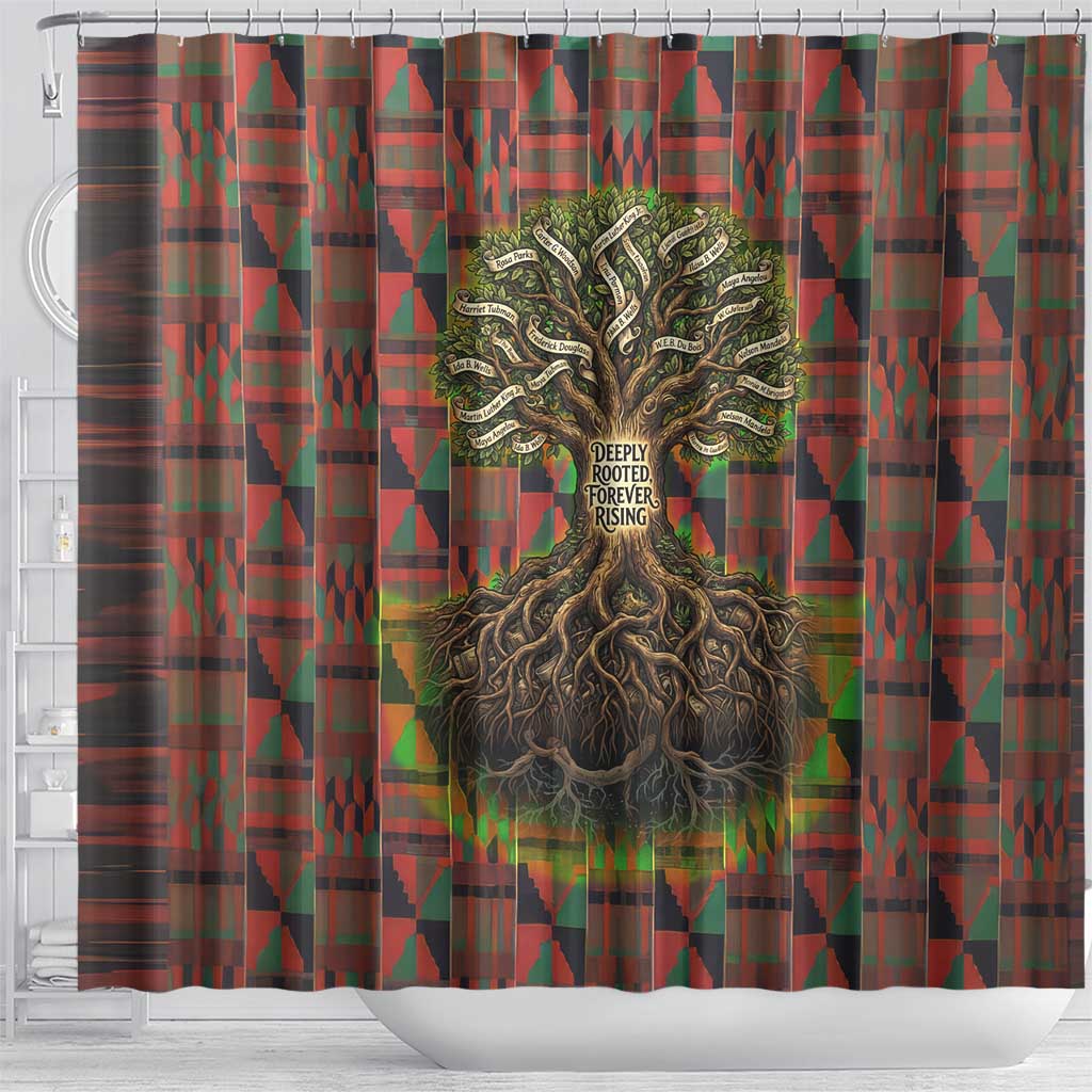 Black Heritage Tree Shower Curtain African Root Black History Kente Pattern