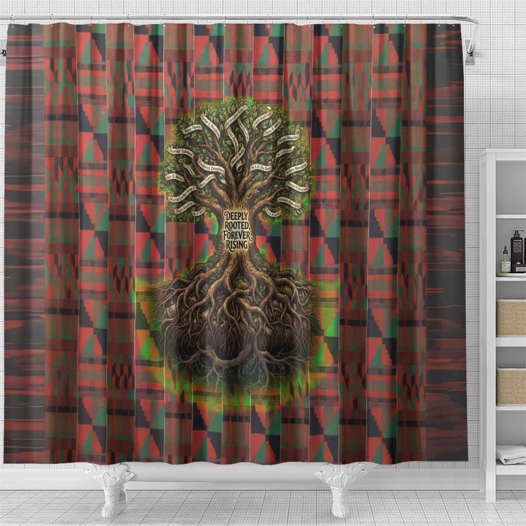 Black Heritage Tree Shower Curtain African Root Black History Kente Pattern