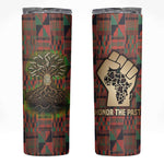 Black Heritage Tree Skinny Tumbler African Root Black History Kente Pattern