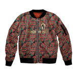 Black Heritage Tree Sleeve Zip Bomber Jacket African Root Black History Kente Pattern