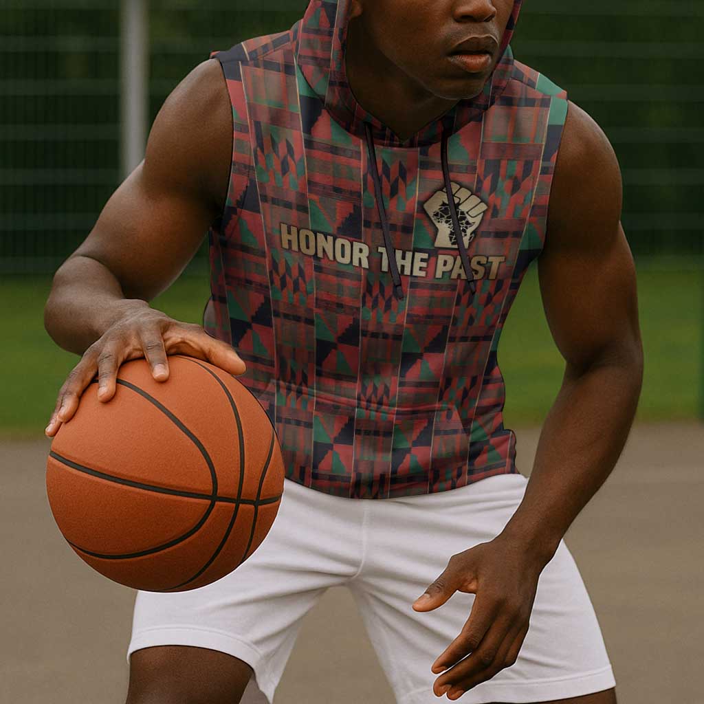Black Heritage Tree Sleeveless Hoodie African Root Black History Kente Pattern