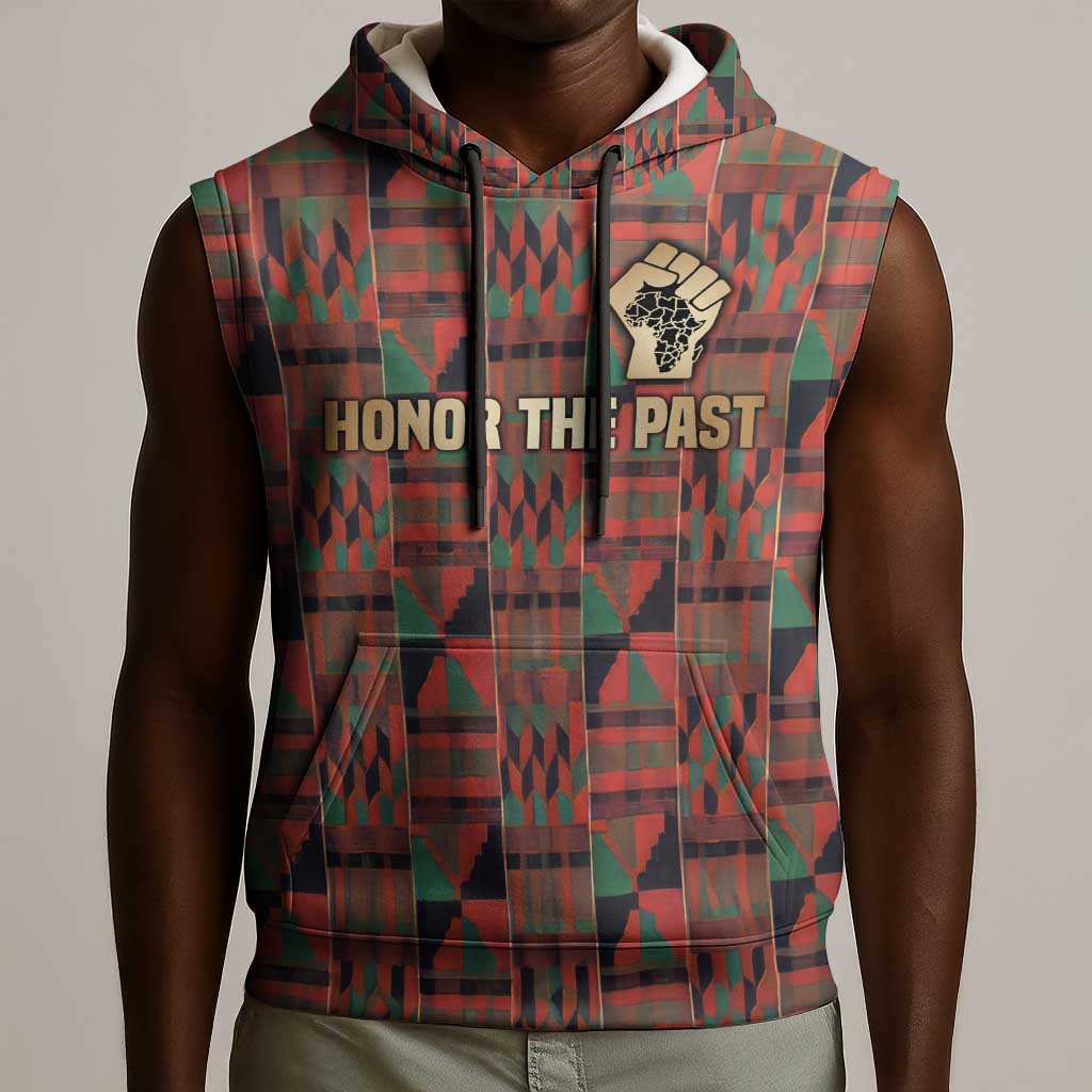 Black Heritage Tree Sleeveless Hoodie African Root Black History Kente Pattern