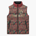 Black Heritage Tree Sleeveless Puffer Jacket African Root Black History Kente Pattern