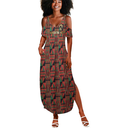 Black Heritage Tree Summer Maxi Dress African Root Black History Kente Pattern