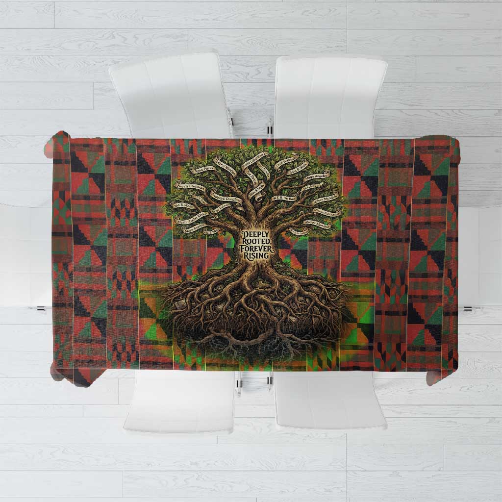 Black Heritage Tree Tablecloth African Root Black History Kente Pattern