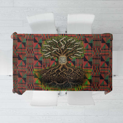 Black Heritage Tree Tablecloth African Root Black History Kente Pattern