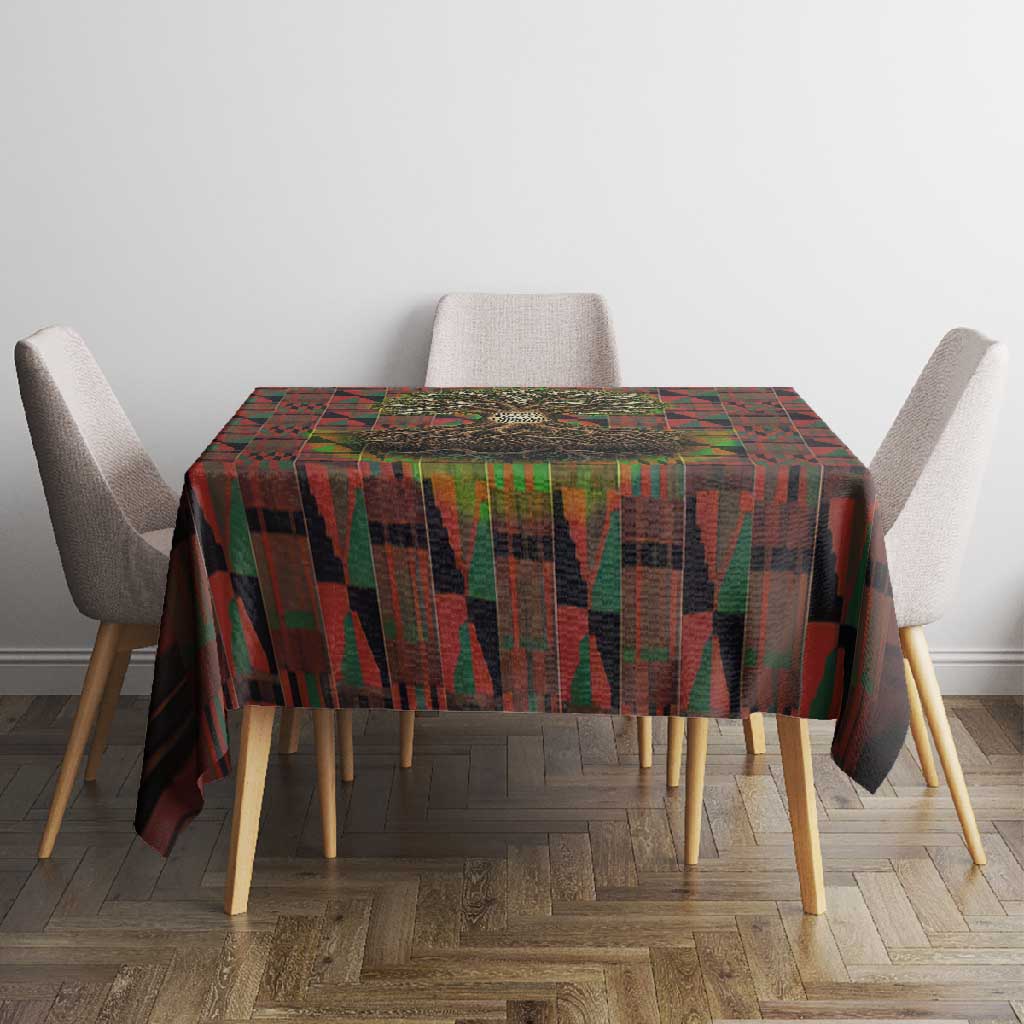 Black Heritage Tree Tablecloth African Root Black History Kente Pattern