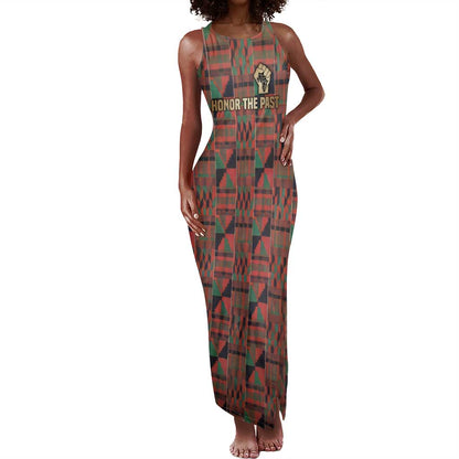 Black Heritage Tree Tank Maxi Dress African Root Black History Kente Pattern