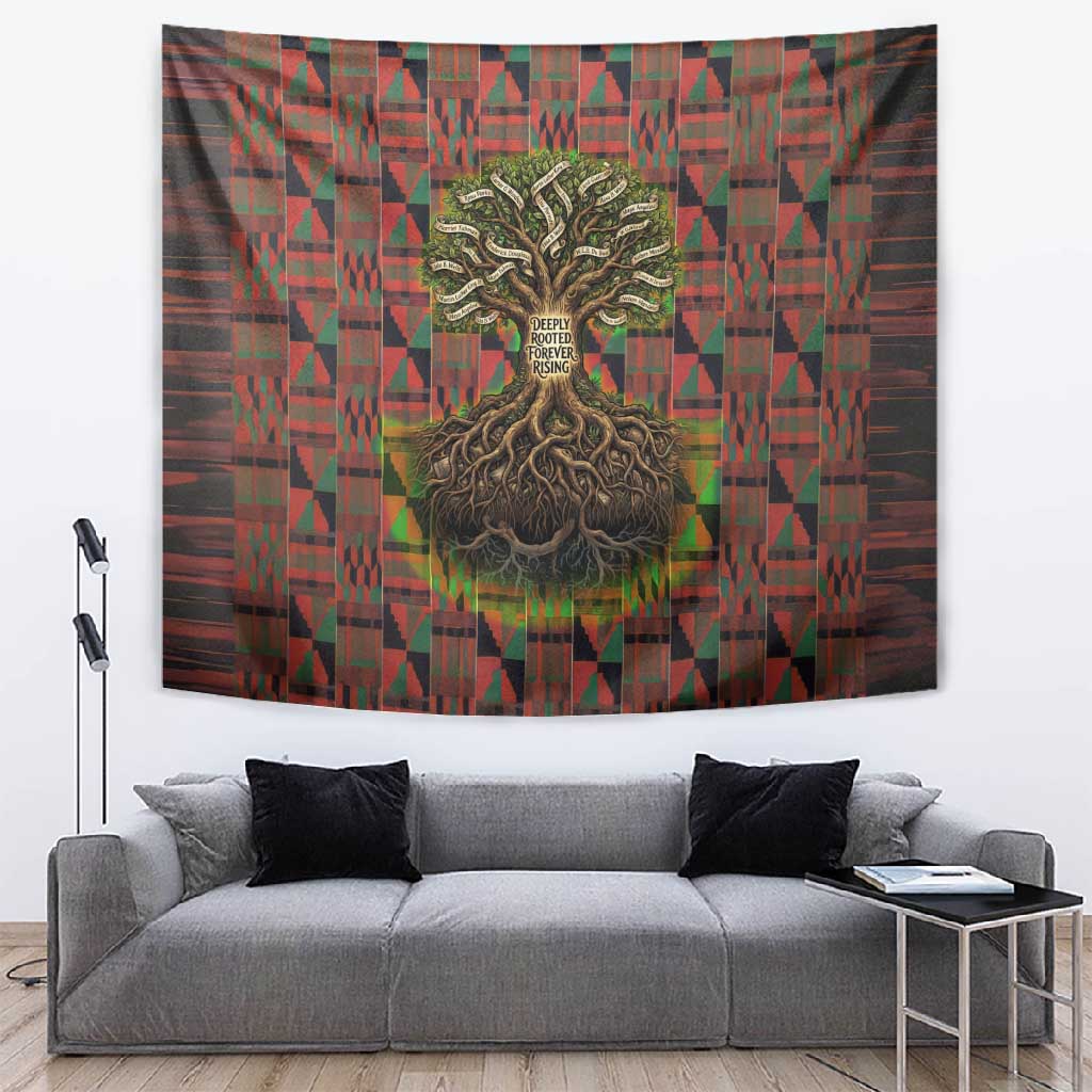 Black Heritage Tree Tapestry African Root Black History Kente Pattern