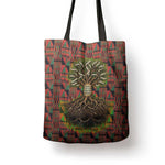 Black Heritage Tree Tote Bag African Root Black History Kente Pattern