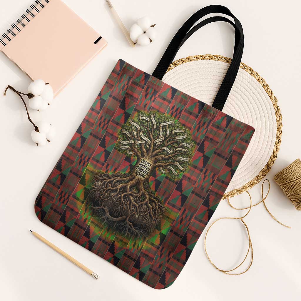 Black Heritage Tree Tote Bag African Root Black History Kente Pattern