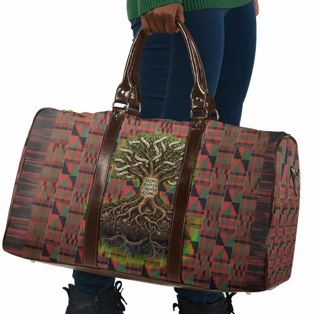 Black Heritage Tree Travel Bag African Root Black History Kente Pattern