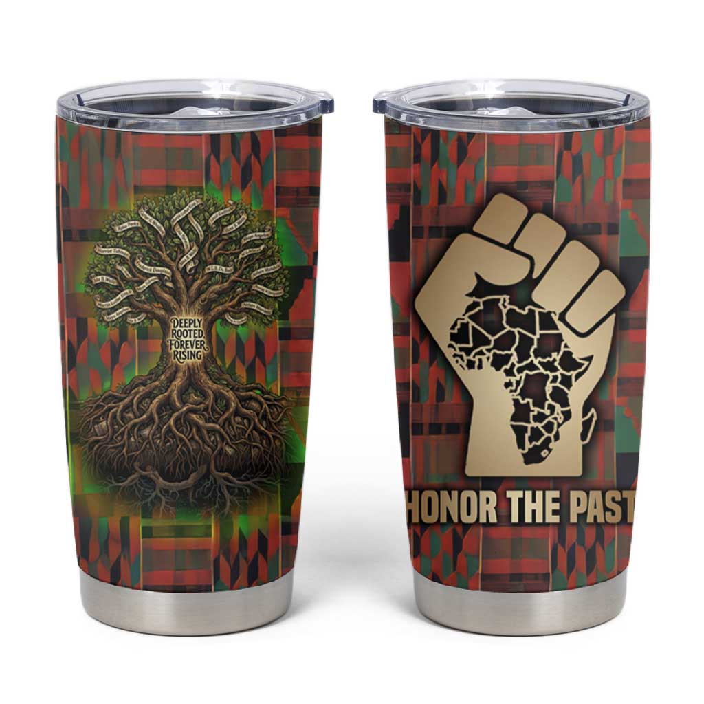 Black Heritage Tree Tumbler Cup African Root Black History Kente Pattern