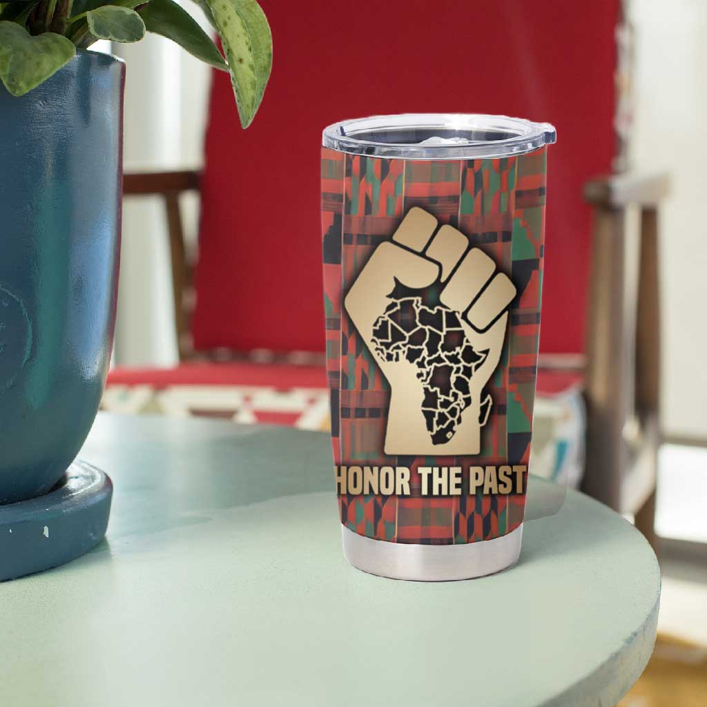 Black Heritage Tree Tumbler Cup African Root Black History Kente Pattern