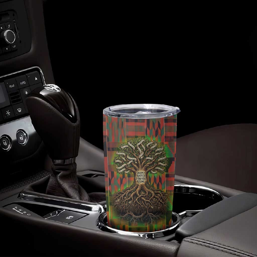 Black Heritage Tree Tumbler Cup African Root Black History Kente Pattern