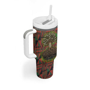 Black Heritage Tree Tumbler With Handle African Root Black History Kente Pattern