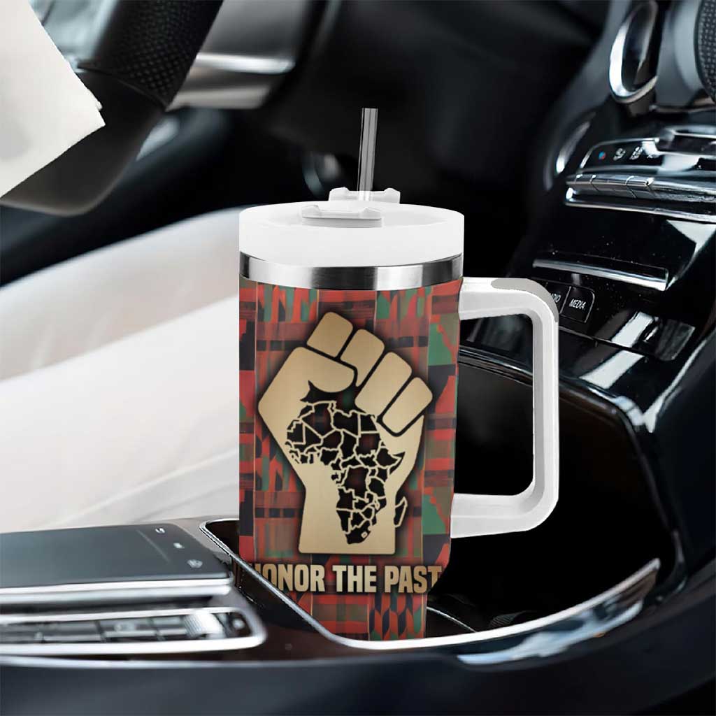 Black Heritage Tree Tumbler With Handle African Root Black History Kente Pattern
