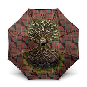Black Heritage Tree Umbrella African Root Black History Kente Pattern